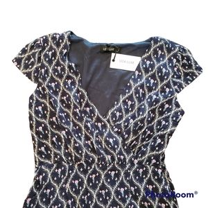 NWT Liza Luxe blue flowered dress, S